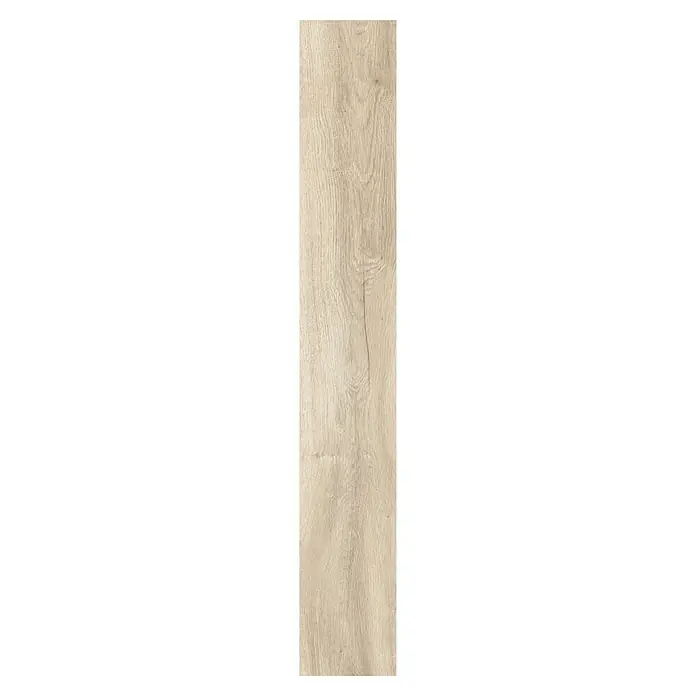 LOGOCLIC Laminado Hidro Roble Siena 24H Resistente al Agua - 1.380 x 191 x 8 mm, Beige, AC4, Resistente al agua - Tabla imitación madera beige claro con veta natural y textura sutil.