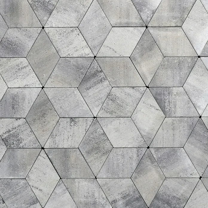 EHL Pflasterstein Plativo - 33,5 x 20 x 8 cm, Weiß-Antrazit, Beton - Hellgraue Betonpflastersteine in modernem, ineinandergreifendem geometrischem Muster für Außenflächen.
