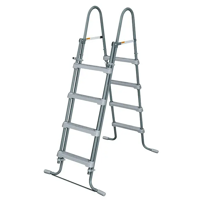 Funsicle Frame-Pool Oasis - L x B x H: 549 x 274 x 132 cm, Grau/Blau, 16.550 l - Graue Poolleiter aus Metall und Kunststoff mit Stufen und gebogenen Handläufen.