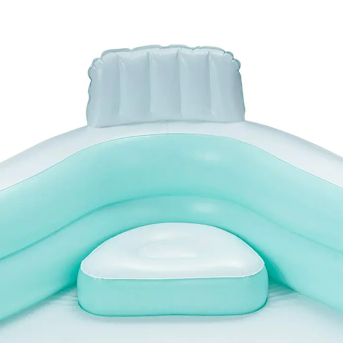 Funsicle Quick-Up-Pool Family Lounge - L x B x H: 223 x 223 x 66 cm, Grün, 681 l - Hellblauer und weißer aufblasbarer Pool-Eckbereich mit integrierter Sitzfläche und Rückenlehne.