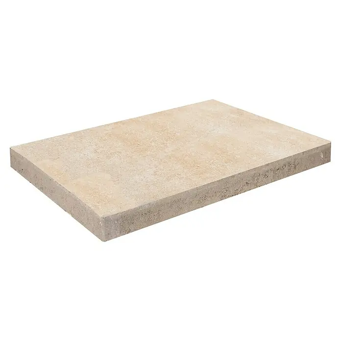 EHL Terrassenplatte Olinda - 60 x 40 x 4 cm, Sandstein, Beton - Heller beiger rechteckiger Betonpflasterstein mit strukturierter Oberfläche.