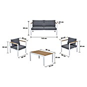 Sunfun Conjunto de muebles Selma (4 pzs., Aluminio/Polywood, Blanco) | BAUHAUS