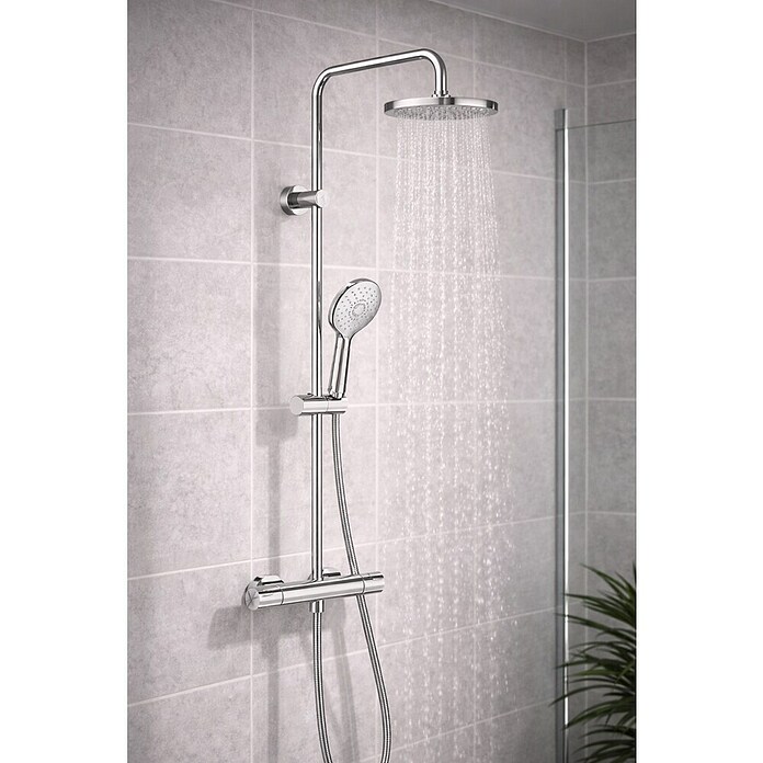 Roca Mitos Sistema de ducha (Con grifo termostático, Número de tipos de chorro: 1 ud., Cromo) | BAUHAUS
