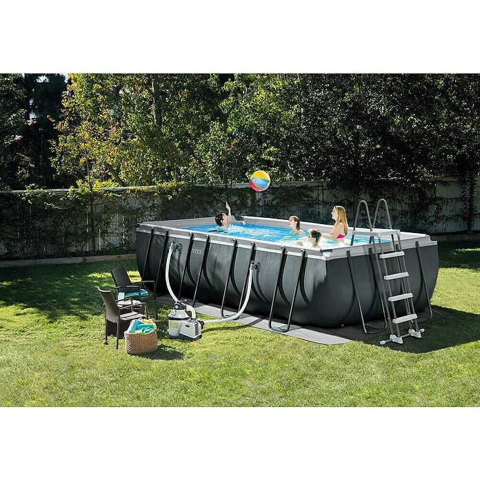 Intex Frame-Pool-Set Ultra Quadra XTR (L x B x H: 549 x 274 x 132 cm, Fassungsvermögen: 17,2 m³, Dunkelgrau)