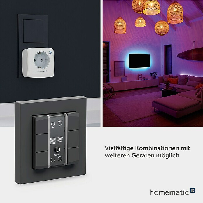 Homematic IP Funk-Wandtaster 6-fach, 230 V HmIP-WRC6-230-A (Anthrazit) | BAUHAUS
