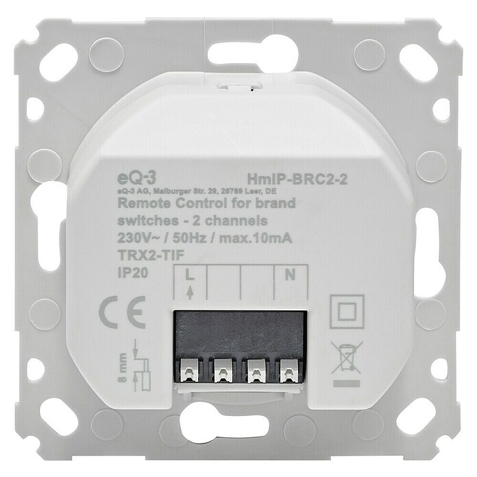 Homematic IP Funk-Wandtaster HmIP-BRC2-2 (2-fach, Unterputzmontage, 230 V, 37 x 71 x 71 mm) | BAUHAUS