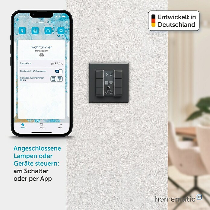 Homematic IP Funk-Wandtaster 6-fach, 230 V HmIP-WRC6-230-A (Anthrazit) | BAUHAUS