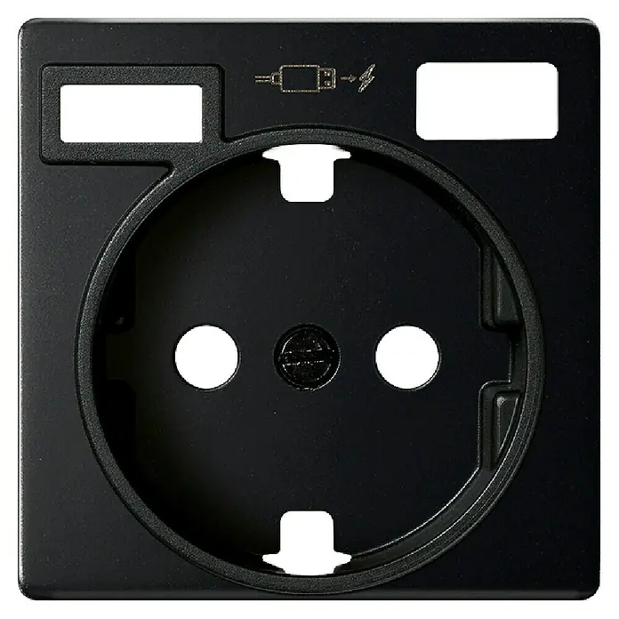 Simon 82 Tapa para mecanismo Concept - Negro, Plástico, IP21, Colocar - Placa frontal Schuko negra con ranuras de carga USB.