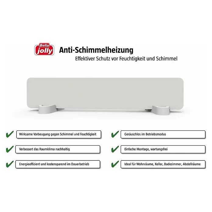 Jollytherm Infrarotheizkörper Anti-Schimmel - B x H: 50 x 10 cm, 50 W, 1 -tlg. - Hellgraue, rechteckige Anti-Schimmelheizung mit kleinen Standfüßen.
