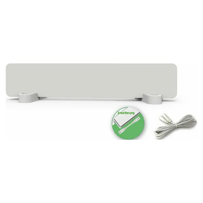 Jollytherm Infrarotheizkörper Anti-Schimmel Erweiterung - B x H: 50 x 10 cm, 50 W, 1 -tlg. - Weißer rechteckiger Sichtschutz mit zwei Standfüßen, Verlängerungsteil und aufgerolltem Stromkabel.