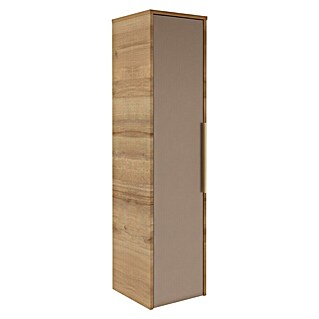 Camargue Silk Midischrank (B x T x H: 30,4 x 32,5 x 121,6 cm, Berg Eiche Holzoptik/Goldbronze, DIN Anschlag: Links)