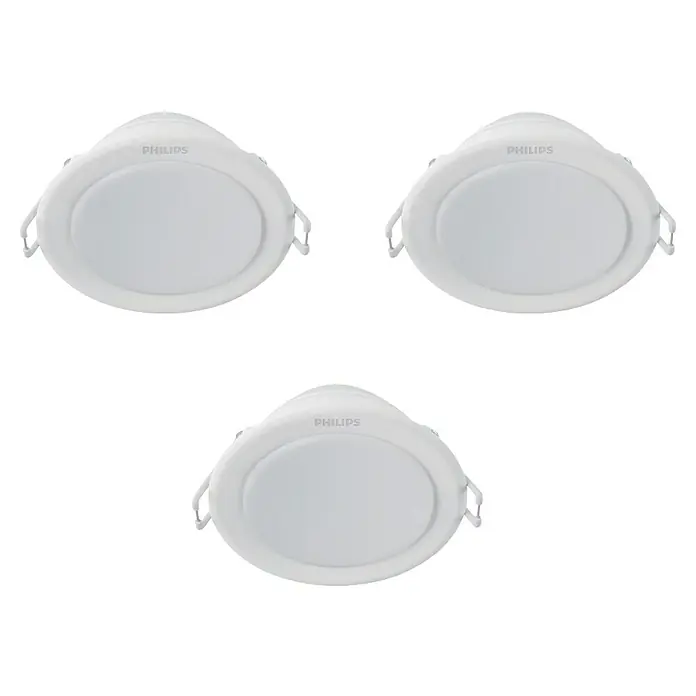 Philips Set de focos LED empotrables Meson - 3 ud., 16,5 W, Ø x Al: 9 x 4,55 cm, Blanco neutro - Tres focos LED empotrables redondos blancos Philips con clips de montaje.
