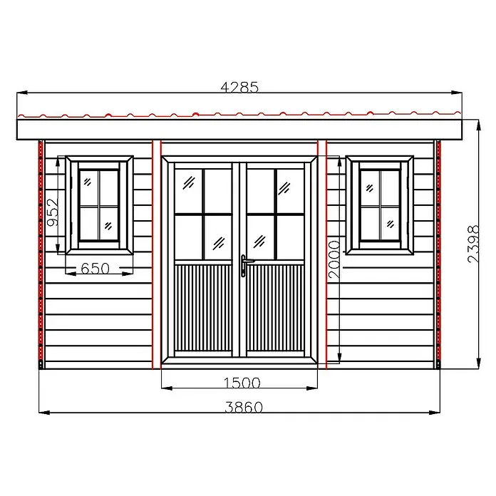Fjordholz Gartenhaus Nexo White 11,28 m² - Außenmaß inkl. Dachüberstand (B x T): 428,5 x 328,5 cm, Aluminium, Grau / Weiß