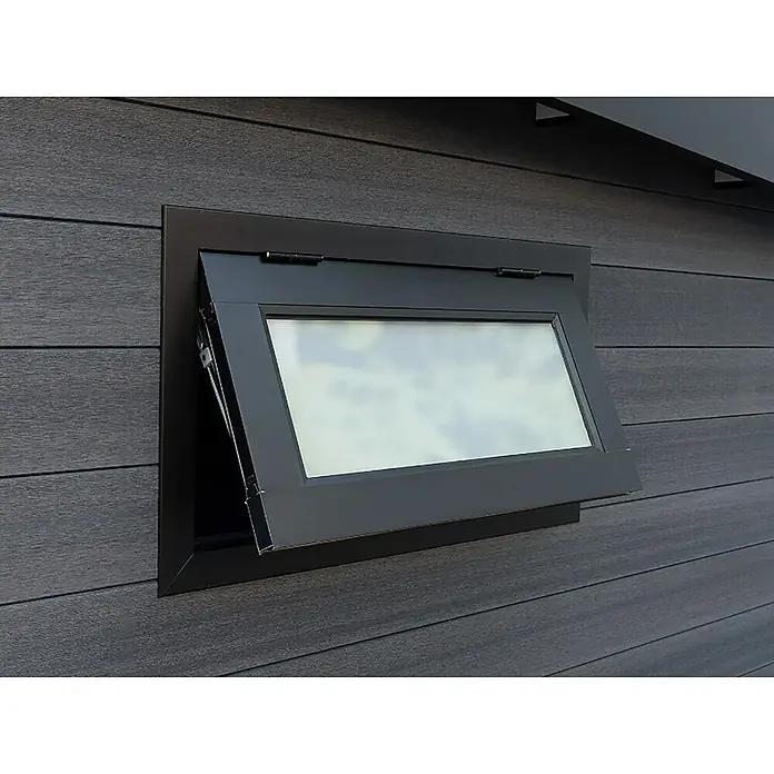 Fjordholz Gartenhaus Panorama 16,64 m² - Außenmaß inkl. Dachüberstand (B x T): 555 x 355 cm, Aluminium, Anthrazit/grau