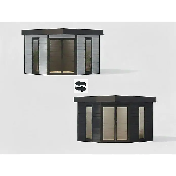 Fjordholz Gartenhaus Style Modern - Außenmaß inkl. Dachüberstand (B x T): 336 x 336 cm, Aluminium, Anthrazit/grau