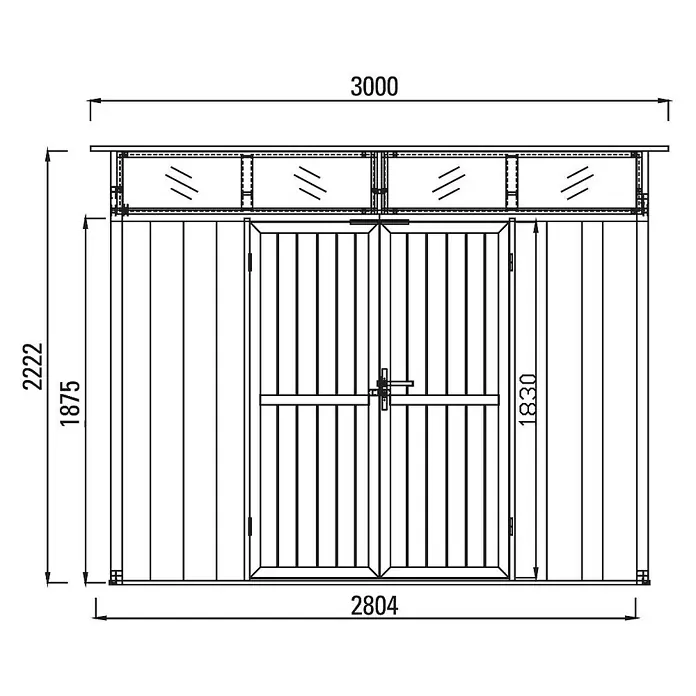 Fjordholz Gartenhaus Skylight Pent 6,10 m² - Außenmaß inkl. Dachüberstand (B x T): 300 x 223 cm, Aluminium, Schwarz / Grau