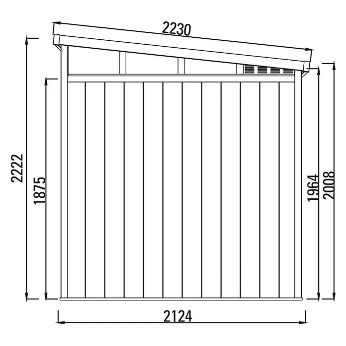 Fjordholz Gartenhaus Skylight Pent 6,10 m² - Außenmaß inkl. Dachüberstand (B x T): 300 x 223 cm, Aluminium, Schwarz / Grau