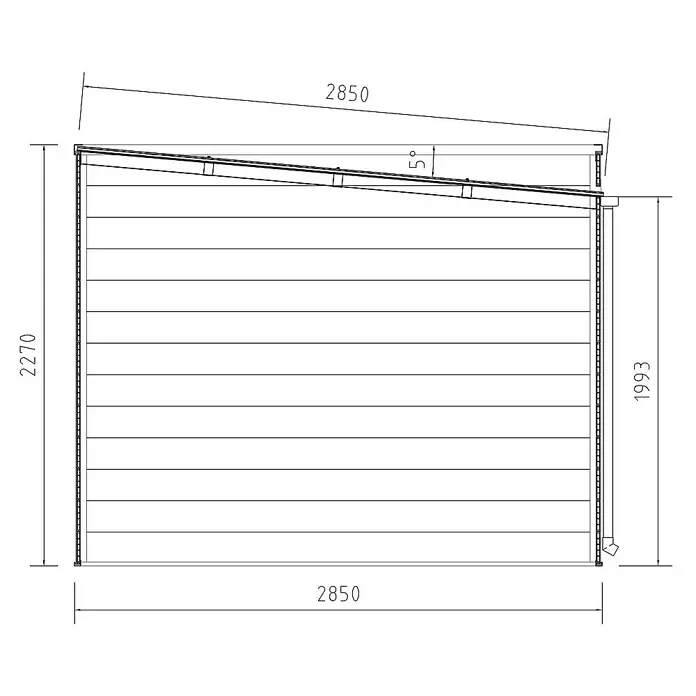 Fjordholz Gartenhaus Cubus 8,12 m² - Außenmaß inkl. Dachüberstand (B x T): 285 x 285 cm, Aluminium, Schwarz / Grau