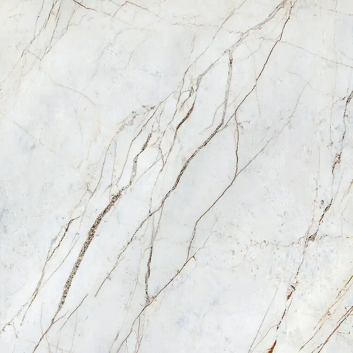 Panel acústico Marble Acoustic 2 - Blanco, L x An x Es: 240 x 56 x 0,8 cm - Mármol blanco con vetas naturales marrones y doradas, ideal para superficies elegantes.
