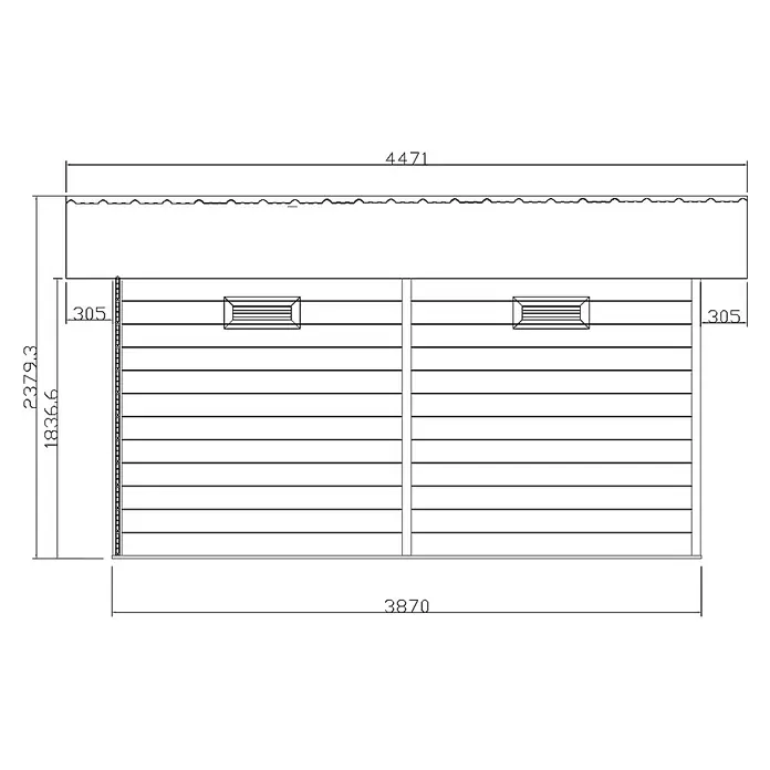 Fjordholz Gartenhaus Sunshine Slide 12 m² - Außenmaß inkl. Dachüberstand (B x T): 447 x 348 cm, Aluminium, Schwarz / Grau
