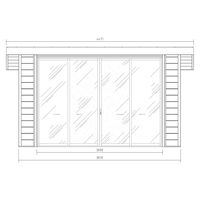 Fjordholz Gartenhaus Sunshine Slide 12 m² - Außenmaß inkl. Dachüberstand (B x T): 447 x 348 cm, Aluminium, Schwarz / Grau