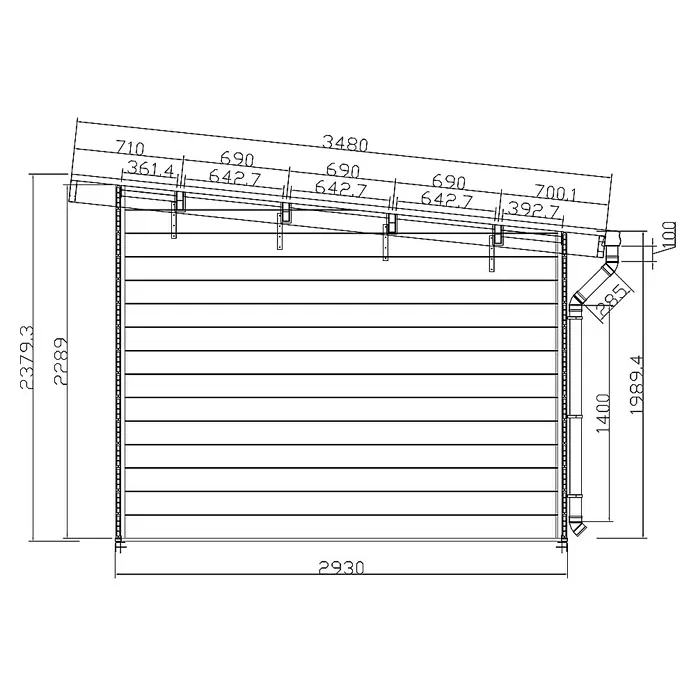 Fjordholz Gartenhaus Sunshine Slide 12 m² - Außenmaß inkl. Dachüberstand (B x T): 447 x 348 cm, Aluminium, Schwarz / Grau