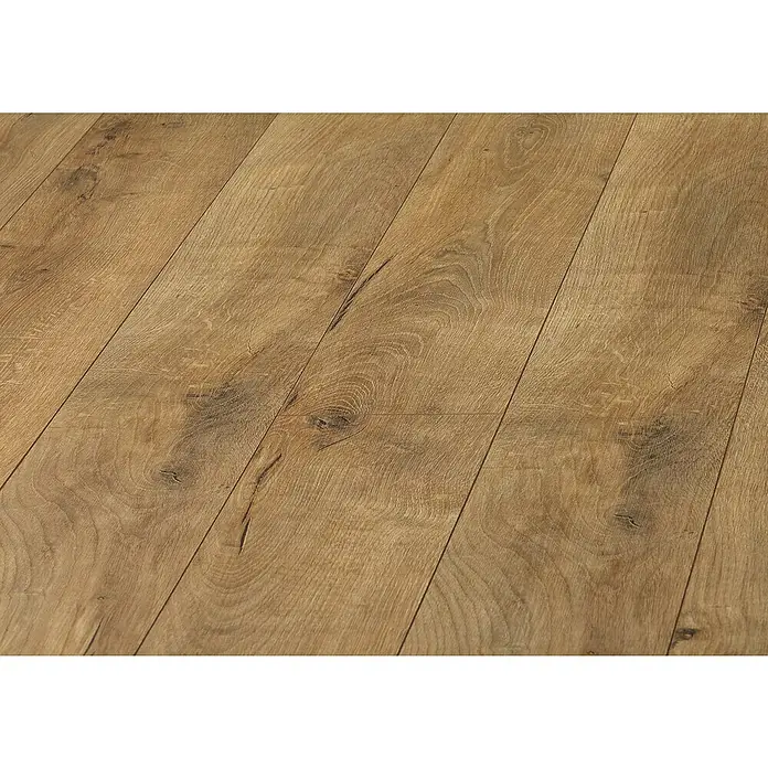 LOGOCLIC Laminado Hidro Roble Wild - 1.380 x 191 x 10 mm, Marrón, AC5, Resistente al agua - Tablas de suelo de madera clara con veta natural.