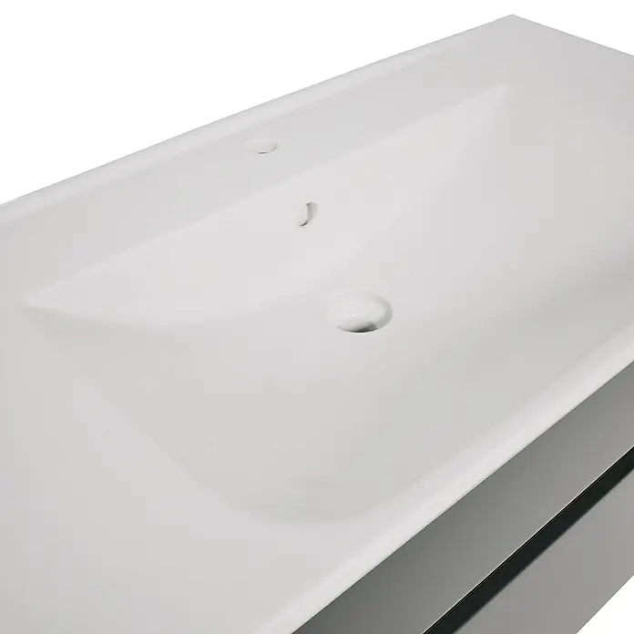 VitrA Sento Badmöbel-Set Sento - 98 cm, Anthrazit, 2 Schubladen - Weißes integriertes Badezimmerwaschbecken und Arbeitsplatte mit Hahnloch und Überlauf.