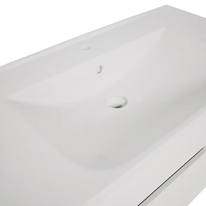 VitrA Sento Badmöbel-Set Sento - 98 cm, Weiß, 2 Schubladen - Weißes Keramik-Waschbecken mit integriertem rechteckigem Becken, Armaturenloch, Überlauf und Abfluss.