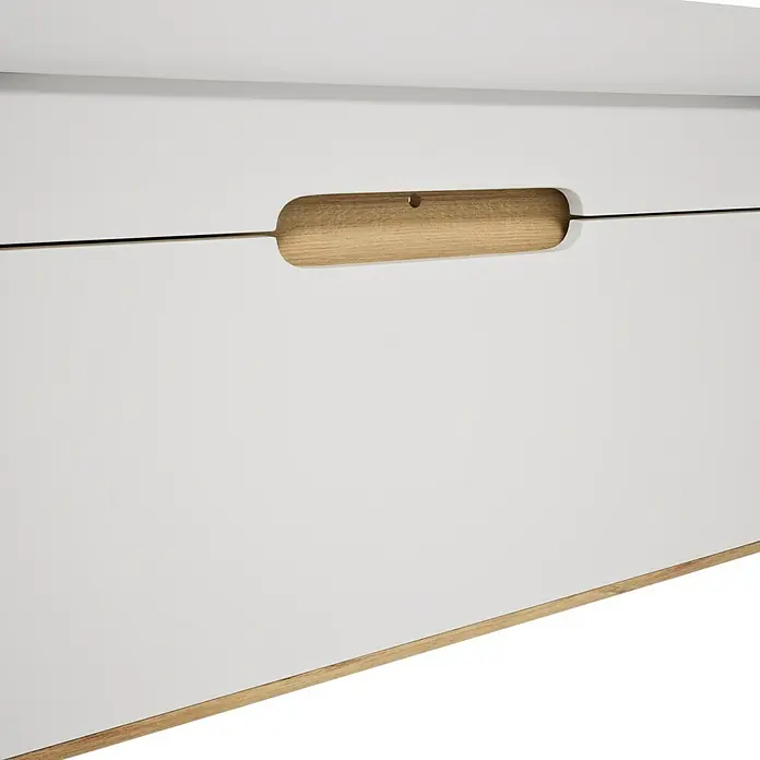 VitrA Sento Badmöbel-Set Sento - 98 cm, Weiß, Griffmulde - Weiße Schubladenfront mit integriertem, horizontalen Holzgriff.