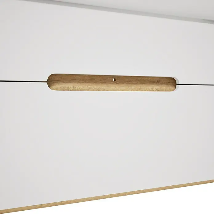 VitrA Sento Badmöbel-Set Sento - 98 cm, Weiß, 2 Schubladen - Weißer Schrankauszug mit horizontalem Griff aus hellem Eichenholz.