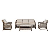 Sunfun Conjunto de muebles Soraya (4 pzs., Ratán sintético/Aluminio/Poliéster, Beige/Gris) | BAUHAUS