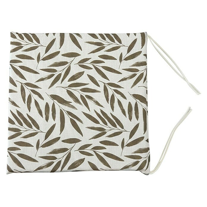 Cojín para asiento Hojas (2 ud., L x An x Al: 40 x 40 x 3,5 cm, 50% algodón 50% poliéster, Taupe) | BAUHAUS