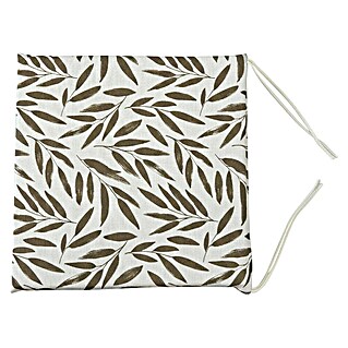 Cojín para asiento Hojas (2 ud., L x An x Al: 40 x 40 x 3,5 cm, 50% algodón 50% poliéster, Taupe)
