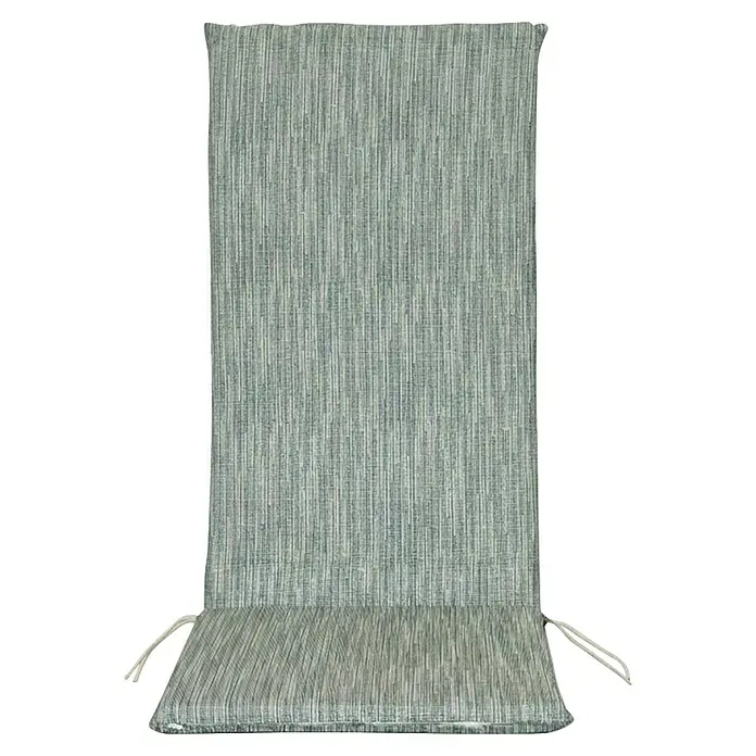 Cojín para asiento de posiciones Puntos - Sillón de posiciones, 1 ud., L x An x Al: 120 x 45 x 3,5 cm, Azul - Cojín de silla de exterior gris claro a rayas con lazos.