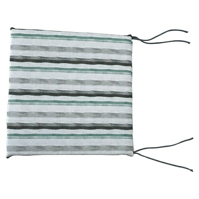 Cojín para asiento Rayas (2 ud., L x An x Al: 40 x 40 x 3,5 cm, 50% algodón 50% poliéster, Gris/Verde) | BAUHAUS