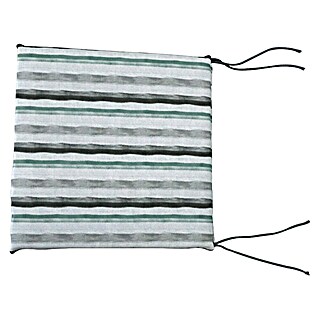 Cojín para asiento Rayas (2 ud., L x An x Al: 40 x 40 x 3,5 cm, 50% algodón 50% poliéster, Gris/Verde)