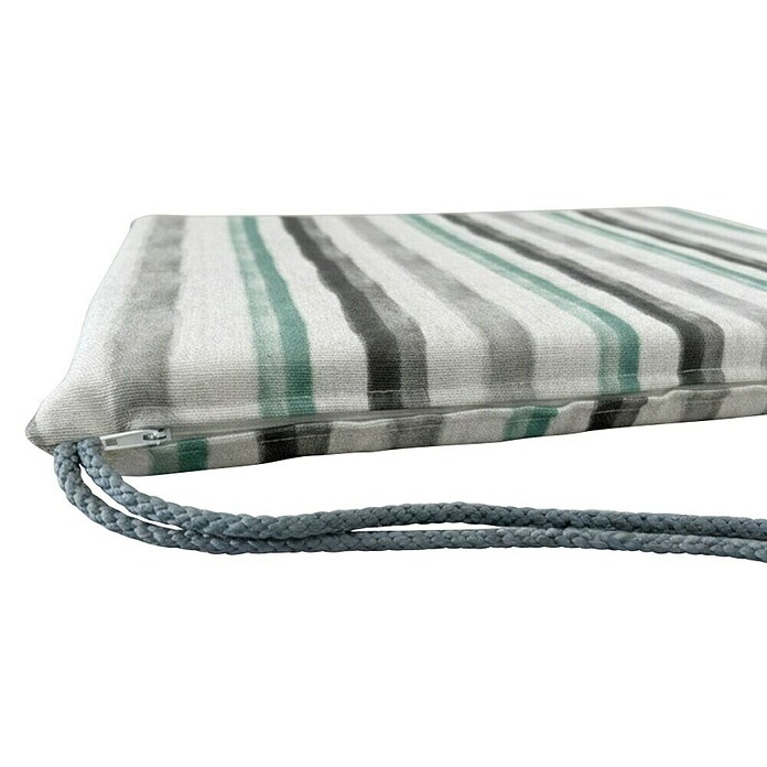 Cojín para asiento Rayas (2 ud., L x An x Al: 40 x 40 x 3,5 cm, 50% algodón 50% poliéster, Gris/Verde) | BAUHAUS