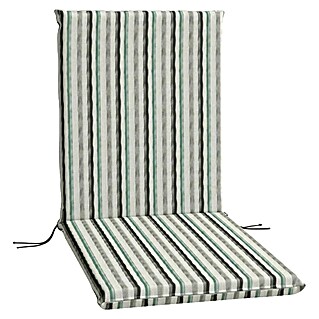 Cojín para respaldo alto Rayas (Gris/Verde, L x An x Al: 95 x 45 x 3,5 cm, Específico para: Silla de respaldo alto)
