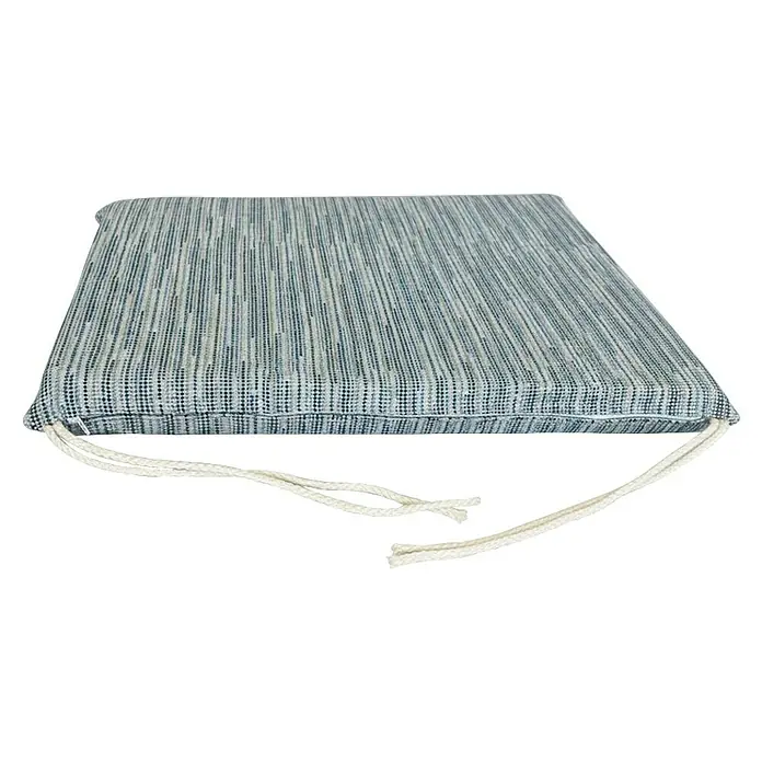 Cojín para asiento Puntos - 2 ud., L x An x Al: 40 x 40 x 3,5 cm, 50% algodón 50% poliéster, Azul - Cojín de tela a rayas azul y blanco con lazos.