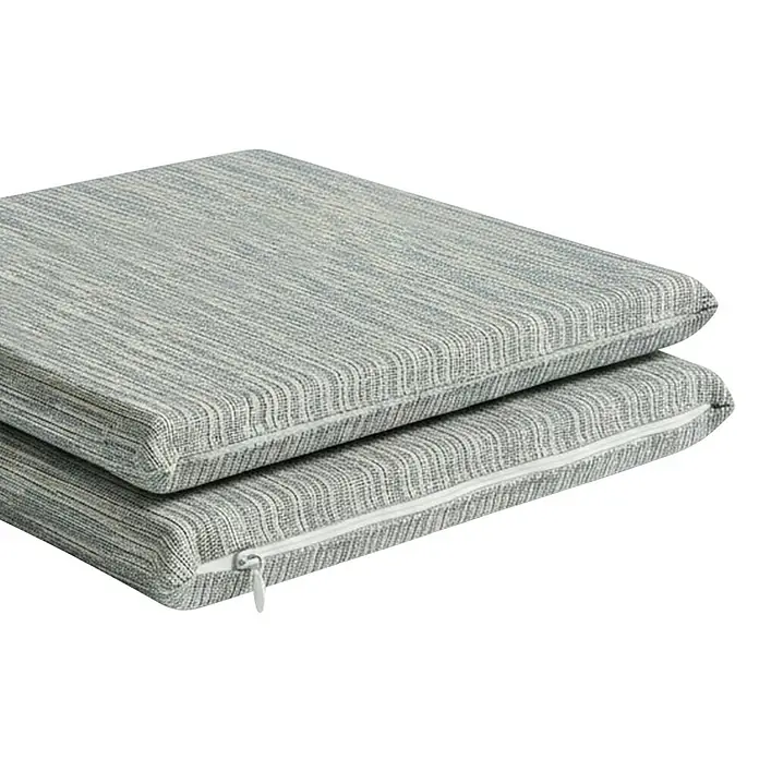 Cojín para respaldo alto Puntos - Azul, L x An x Al: 95 x 45 x 3,5 cm, Específico para: Silla de respaldo alto - Dos cojines de asiento apilados gris claro de tela texturizada, con cremalleras blancas.