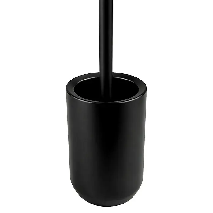 Spirella Jaro Escobillero de suelo - Gres porcelánico, Negro - Soporte para escobilla de baño negro con mango.