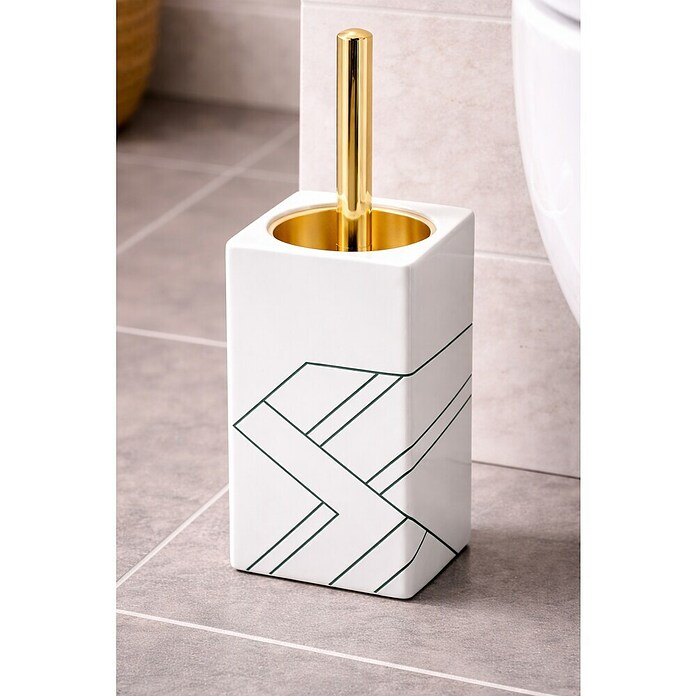 MSV Monolithic Escobillero de suelo (Cerámica, Blanco/Verde/Dorado) | BAUHAUS