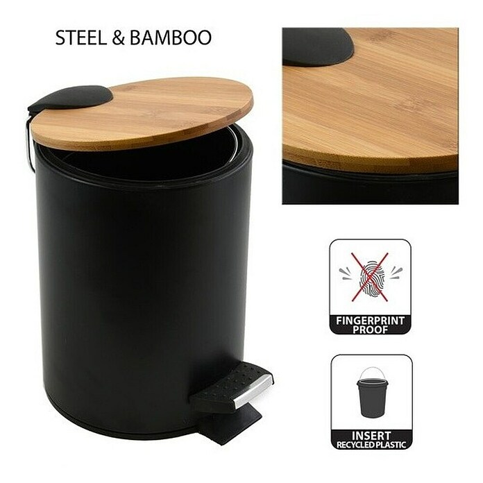 Spirella Cubo con pedal Adonis (3 l, Plástico, Negro) | BAUHAUS