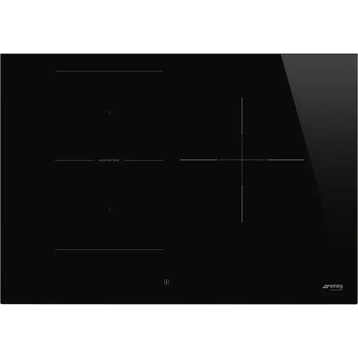 Smeg Placa de cocción SI1M4734D - Número de fogones de inducción: 3 ud. - Placa de inducción de cristal negro con zonas de cocción flexibles, marcadores "MULTIZONE" y logo Smeg.