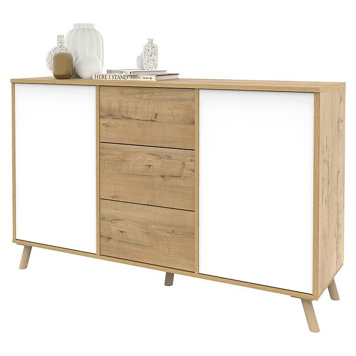 Muebles Pitarch Conjunto mueble de salón Oslo (2 pzs., Roble/Blanco) | BAUHAUS