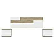 Muebles Pitarch Cabecero de cama con mesitas Erika (Blanco/Roble Cambrian) | BAUHAUS