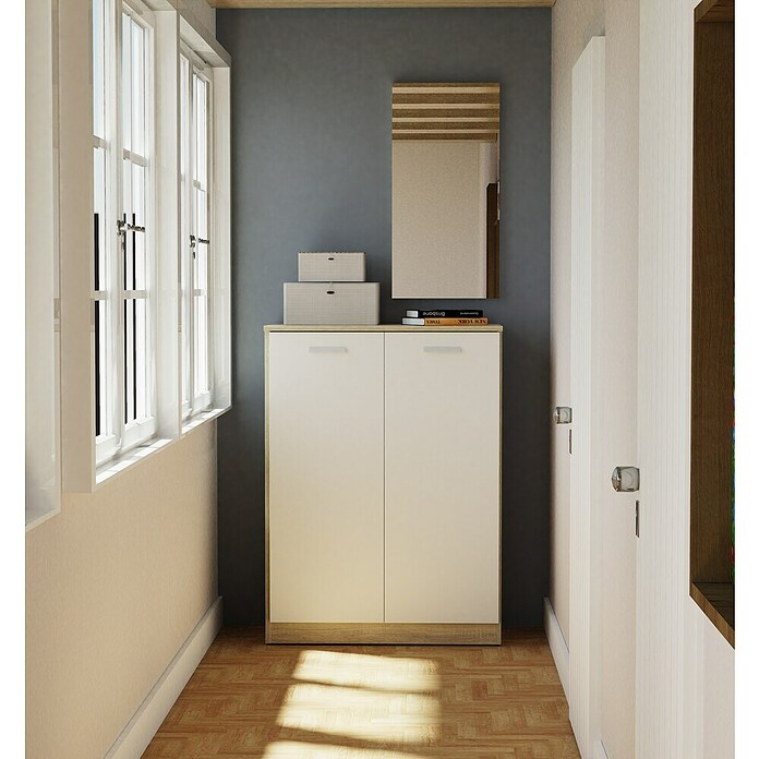 Muebles Pitarch Armario multiusos de madera (L x An x Al: 36 x 74 x 101 cm, Roble/Blanco, Espesor: 16 mm) | BAUHAUS