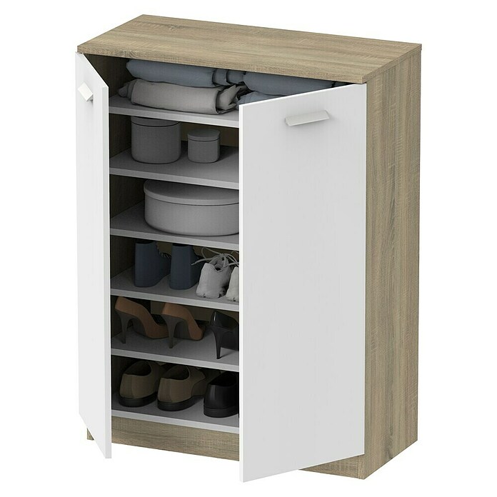 Muebles Pitarch Armario multiusos de madera (L x An x Al: 36 x 74 x 101 cm, Roble/Blanco, Espesor: 16 mm) | BAUHAUS