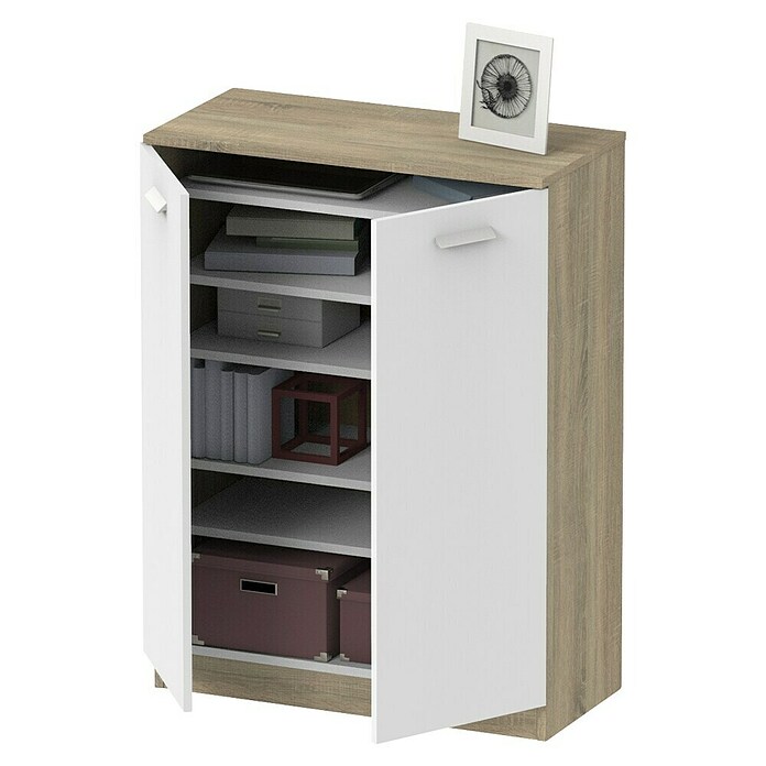 Muebles Pitarch Armario multiusos de madera (L x An x Al: 36 x 74 x 101 cm, Roble/Blanco, Espesor: 16 mm) | BAUHAUS